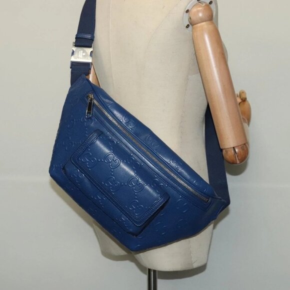 GUCCI GG Emboss Body Bag Silver Blue 645093 Auth am8486 - Picture 15 of 16